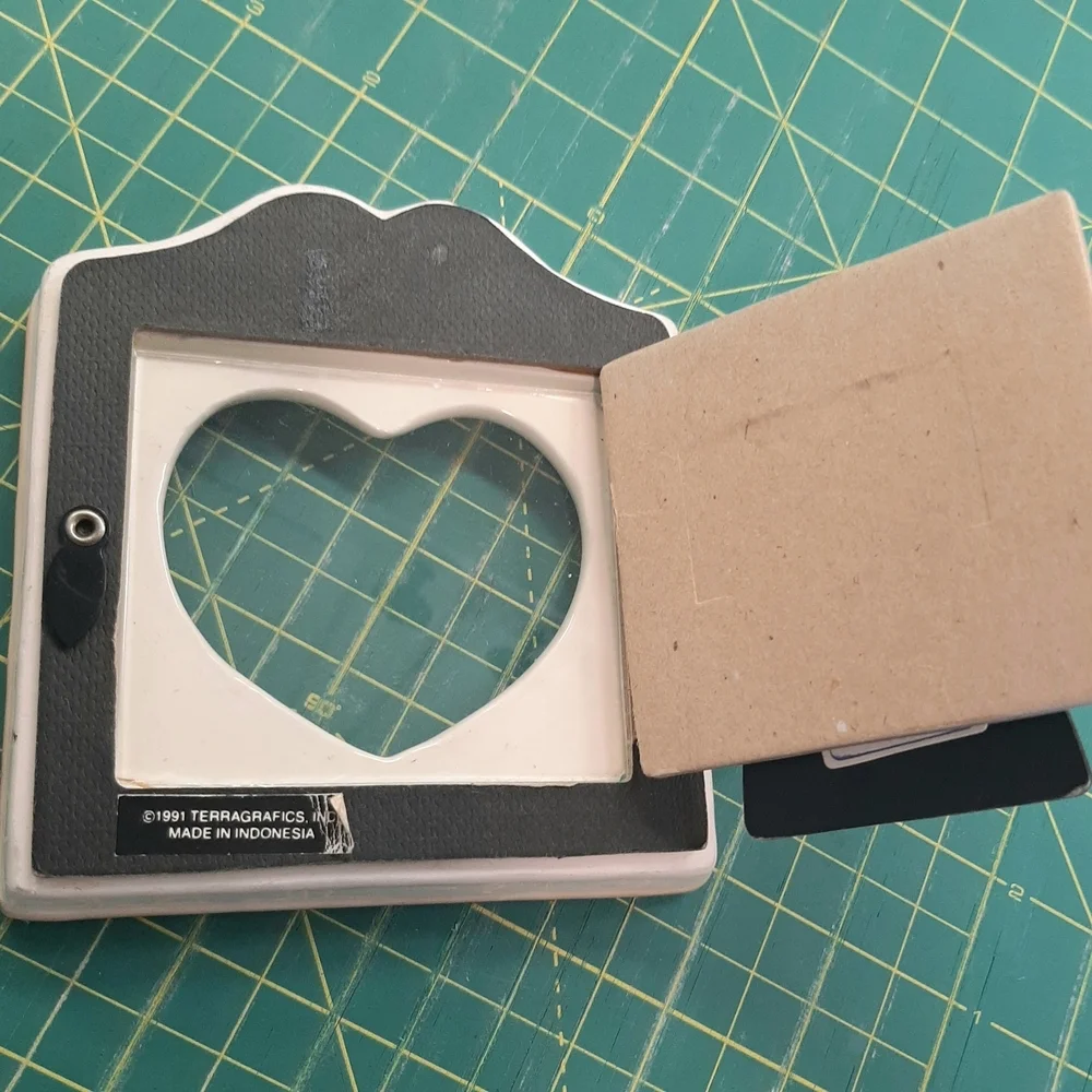 Cream and Green Heart Picture Frame with Floral Accents